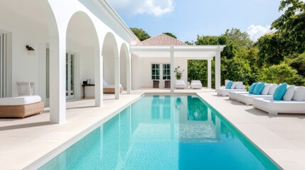Luxury Poolside Villa with Arches, turquoise water, relaxation , Villa, Pool