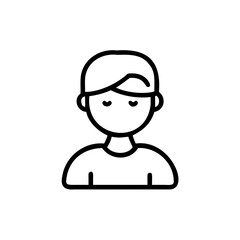 Outline a person with short hair a simple shirt on a avatar user