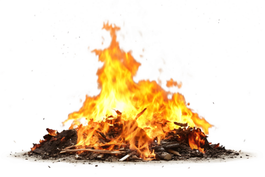 explosion fire bonfire destruction isolated on white background  PNG, ai generated