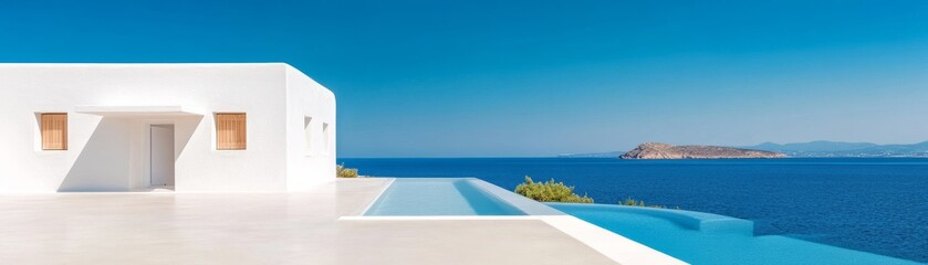 Fototapeta premium Luxury Villa with Infinity Pool and Ocean View, Greece , Travel