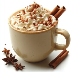 Creamy coffee drink with whipped cream and spices