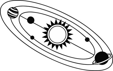 Solar System Education Chart Featuring Planets Orbits and Astronomical Elements. Colorful Solar System Diagram for Kids Learning Astronomy and Space Exploration. Planet Chart Design Set Showing