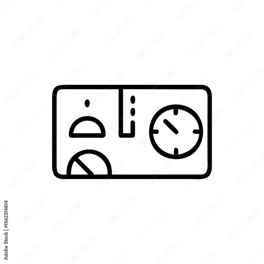 Poster handdrawn control panel icon with dials indicators on vector