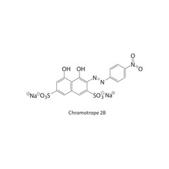 Chromotrope 2B skeletal structure. Azo dye compound schematic illustration. Simple diagram, chemical formula.