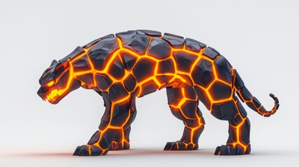 Fototapeta premium A striking, lava-themed animal sculpture showcasing a fierce and dynamic design with glowing elements.