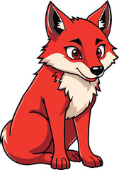 Obraz premium Cute cartoon a illustrator vector Red wolf