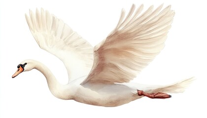 A swan in flight, wings outstretched