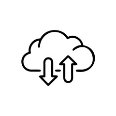 Cloud icon with upward downward arrows on representing data transfer vector