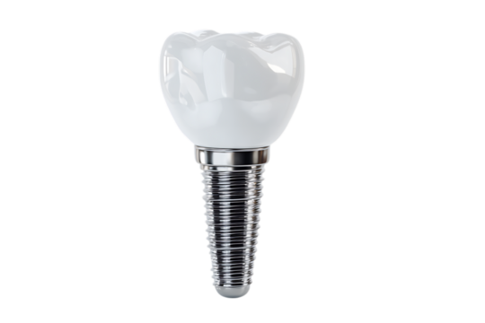 Dental implant crown and abutment isolated on black background