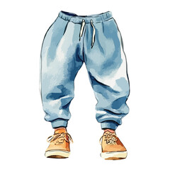 watercolor illustration of Sweatpants one color isolated