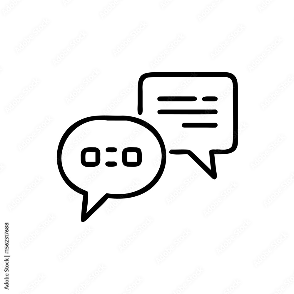 Poster handdrawn speech bubbles with text time indicator on communication concept chat talk