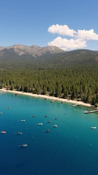 Lake Tahoe - Vertical Clip of Incline Village Boats and Homes - Clockwise Rotation 