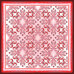 Watercolor red ink tile pattern scarf design.
