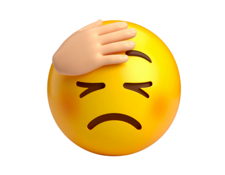Facepalm Emoji – Frustrated Expression – Transparent Background PNG