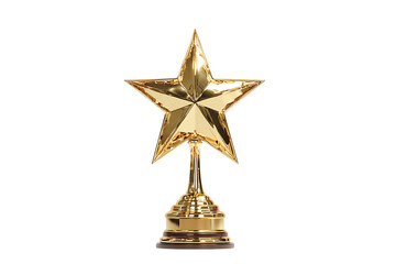 Gold star trophy award. Success, victory, achievement.