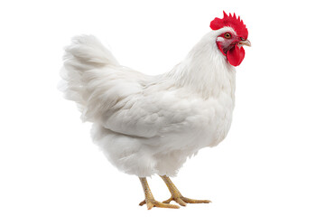 Fototapeta premium White hen isolated on black background