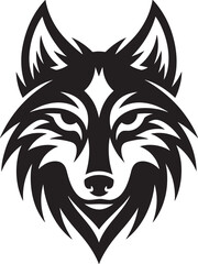 Black And White Tribal Style Wolf Head Graphic Design Element Vector Art Image