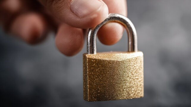 Closeup of hand holding padlock, symbolizing security, privacy, and data protection in digital world