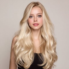 Naklejka premium Beautiful blonde woman with healthy shiny long hair
