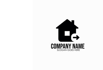 Minimalist logo with arrow forming a house