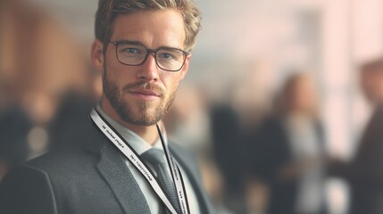 Business Conference Attendee with ID Badge