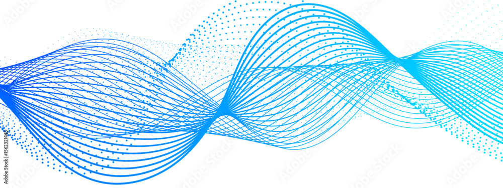 Aufkleber vibrant, abstract wave composition with smooth green and teal curved lines interwoven with dotted ha