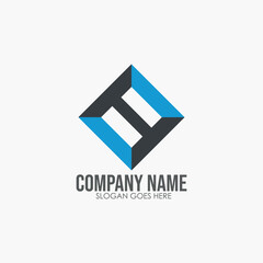 Blue gradient hexagon containing vertical bars like a skyline or building silhouette, labeled 'COMPANY' below