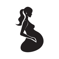 Pregnant Woman Side Profile Silhouette