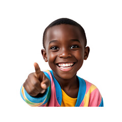 Happy African American Boy Pointing at the Camera