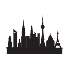 Urban City Buildings Silhouette Illustration