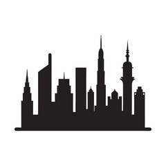 Obraz premium City Skyline With Iconic Buildings Silhouette