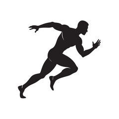 Dynamic Running Athlete Silhouette Vector