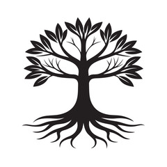 Global Tree With Branch Roots Silhouette