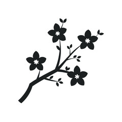 Sakura Flowering Branch Silhouette Art