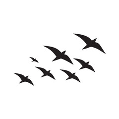 Flock Of Birds Flying Together Silhouette