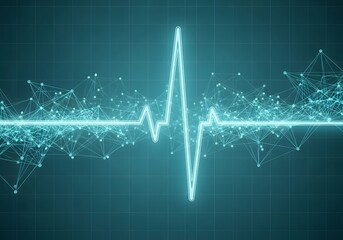 Digital Heartbeat with Connected Network Lines Medical