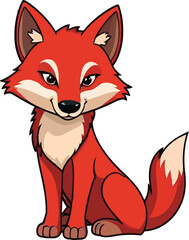 Obraz premium Cute cartoon a illustrator vector Red wolf