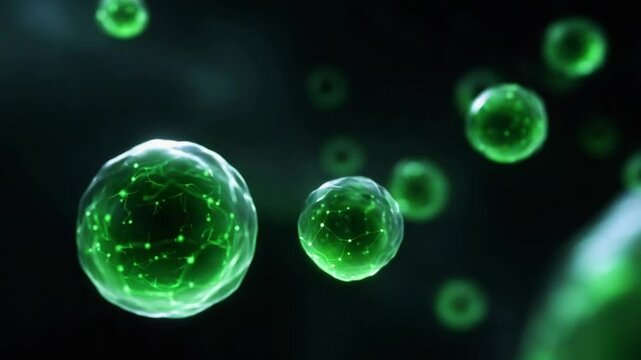 D render of microbial enzymes molecular structure for biofuel production Microscopic view of biological microorganism cells Concept of biotechnology science Innovation for green energy