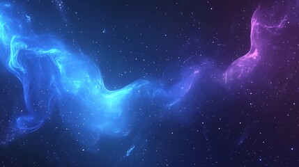 Cosmic Symphony: Blue and Purple Nebula Swirls in Starry Space, Abstract Galaxy Background