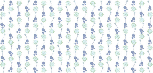 Seamless floral pattern with a subtle textile-inspired texture, combining soft botanical elements with a natural woven feel. Features hand-drawn flowers and organic leaves arranged