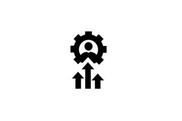 Abstract HR growth concept, stylized icon, black background