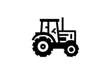 Fototapeta premium Simple line art tractor icon. Farming, agriculture.