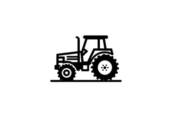 Naklejka premium White outline of a tractor on a black background