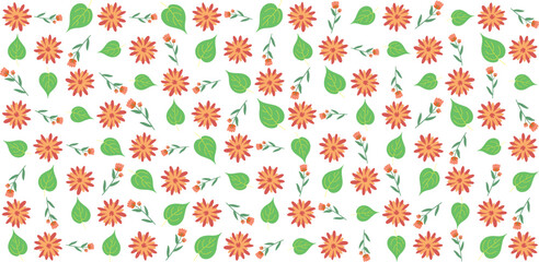 Seamless floral pattern with a subtle textile-inspired texture, combining soft botanical elements with a natural woven feel. Features hand-drawn flowers and organic leaves arranged