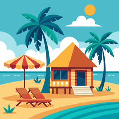 tropical beach with palm trees