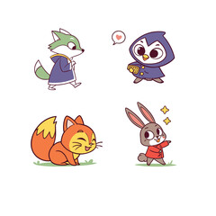 set of funny animals