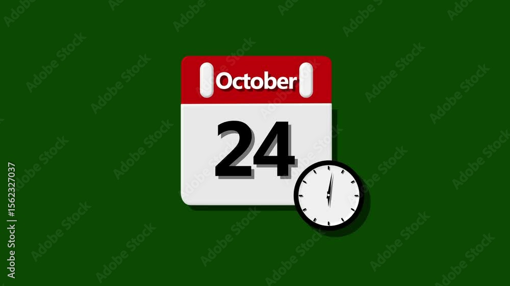 Poster october month 24 date calendar icon animation. boost your productivity and impress clients with this