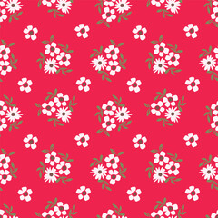 Cute vector floral seamless pattern. Colorful flowers background. Trendy repeat texture for fashion print, wallpaper or fabric.