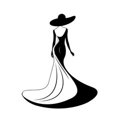 Silhouette of a lady in a dress vector illustration