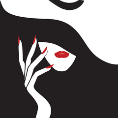 Lady face in hat vector illustration